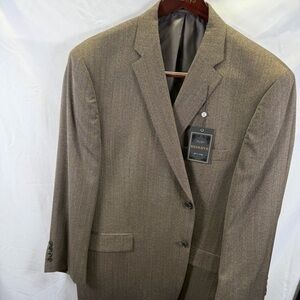 Jos A Bank Res 50R Blazer Silk Wool Lt Tan Herringbone Two Button Lined New
